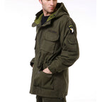 Classic Multi Pockets Men's Coat With Velvet Inside