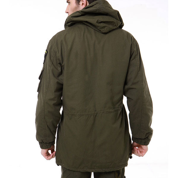 Classic Multi Pockets Men's Coat With Velvet Inside