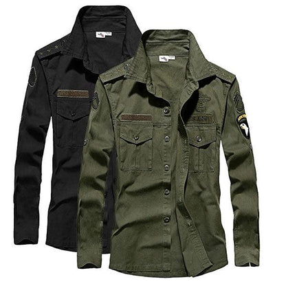 100% Cotton Airborne Army Style Long Sleeve Men's Shirt - Kingerousx