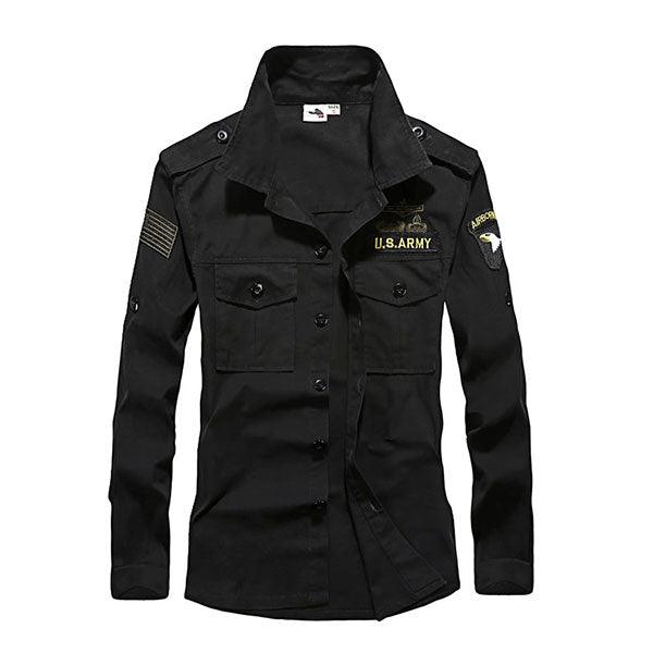 100% Cotton Airborne Army Style Long Sleeve Men's Shirt - Kingerousx