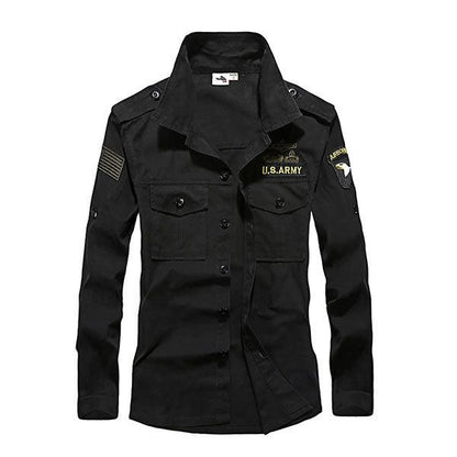 100% Cotton Airborne Army Style Long Sleeve Men's Shirt - Kingerousx