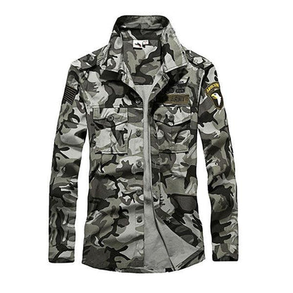 100% Cotton Airborne Army Style Long Sleeve Men's Shirt - Kingerousx