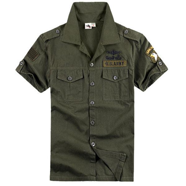 100% Cotton Airborne Army Style Stand Collar Men's T-Shirt - Kingerousx