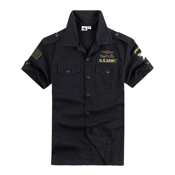 100% Cotton Airborne Army Style Stand Collar Men's T-Shirt - Kingerousx