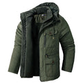 Men's Cashmere Hooded Thickened Multi Pocket Jacket US Size