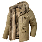 Men's Cashmere Hooded Thickened Multi Pocket Jacket US Size