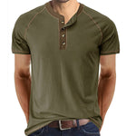 Daily Wear Men's Short Sleeve Henley Shirt US Size