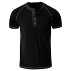 Daily Wear Men's Short Sleeve Henley Shirt US Size