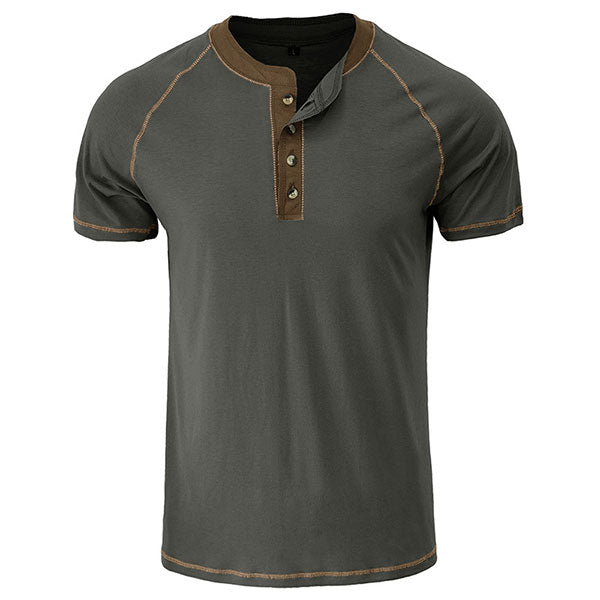 Daily Wear Men's Short Sleeve Henley Shirt US Size