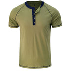 Daily Wear Men's Short Sleeve Henley Shirt US Size