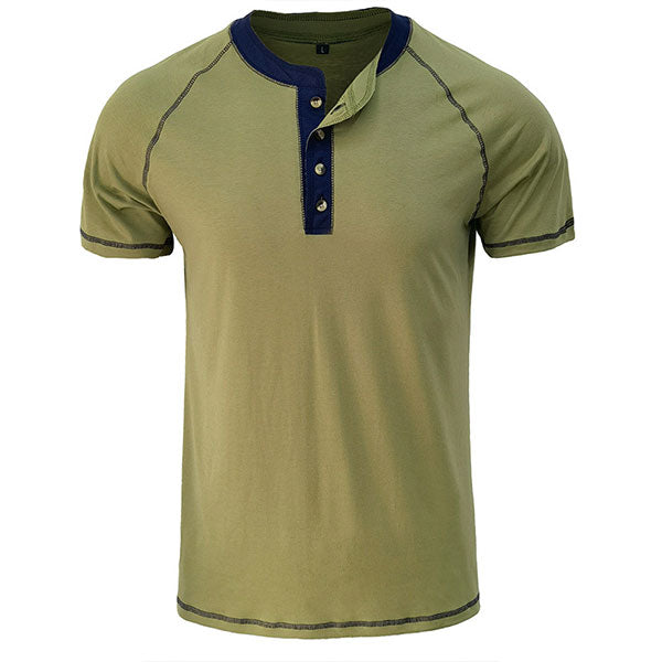 Daily Wear Men's Short Sleeve Henley Shirt US Size
