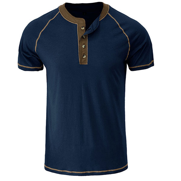 Daily Wear Men's Short Sleeve Henley Shirt US Size