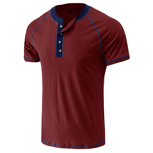 Daily Wear Men's Short Sleeve Henley Shirt US Size