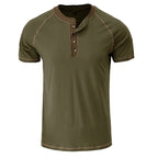 Daily Wear Men's Short Sleeve Henley Shirt US Size