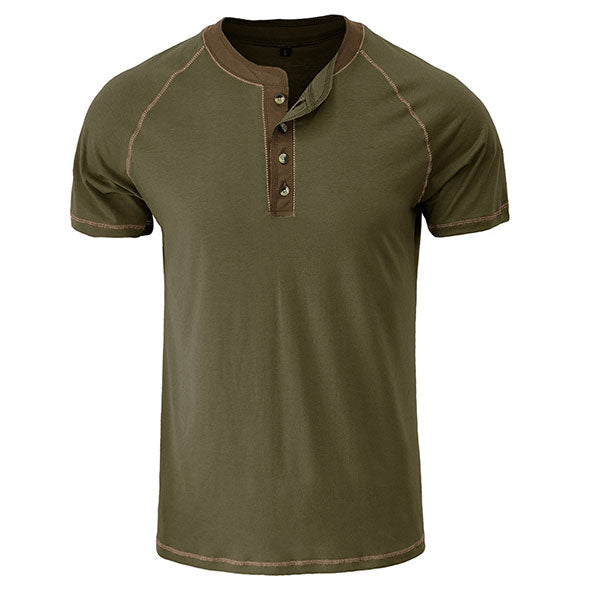 Daily Wear Men's Short Sleeve Henley Shirt US Size