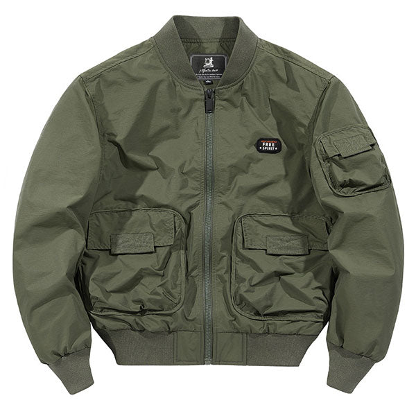 Fashion  Men's Army Style Bomber Jacket Solid Color