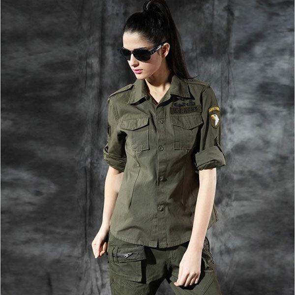 Airborne Army Style Long Sleeve Shirt - Kingerousx