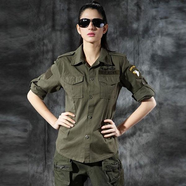 Airborne Army Style Long Sleeve Shirt - Kingerousx