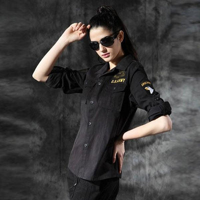 Airborne Army Style Long Sleeve Shirt - Kingerousx