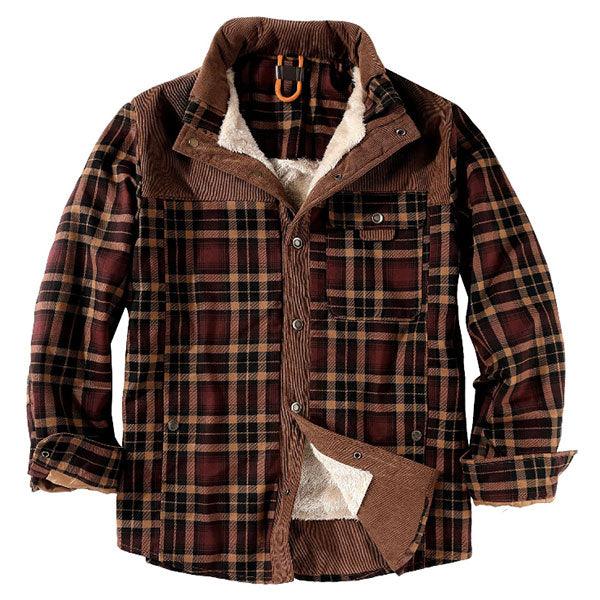 High Quality US Size Thick Men's Shirt Coat With Velvet Inside - Kingerousx