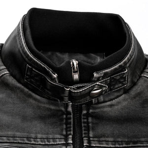 Retro PU Leather Men's Jacket With Velvet Inside - Kingerousx