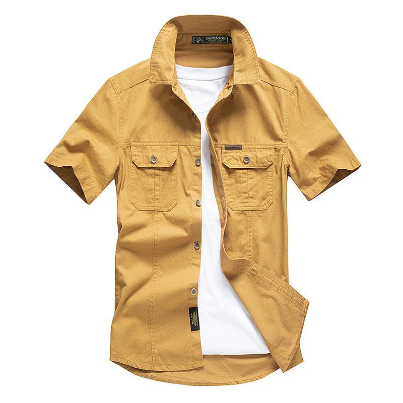 Retro Solid Color Men's Leisure T-Shirt - Kingerousx