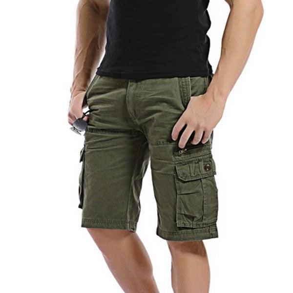 Solid Color Men's Loose Cargo Short Pants - Kingerousx