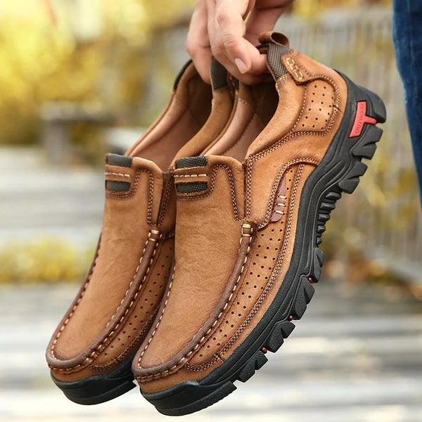 Spring Autumn Stylish Men Leather Hiking Shoes - Kingerousx