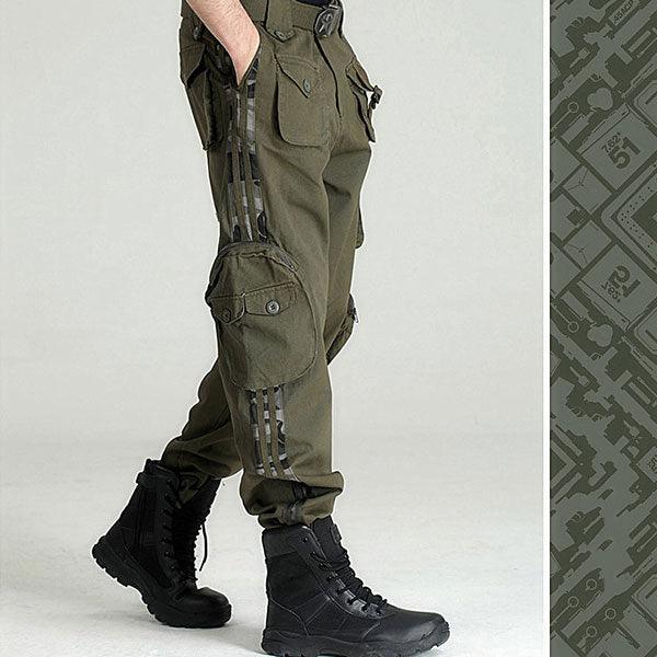 Stripe Element Army Style Multi-Pocket Cargo Pant - Kingerousx