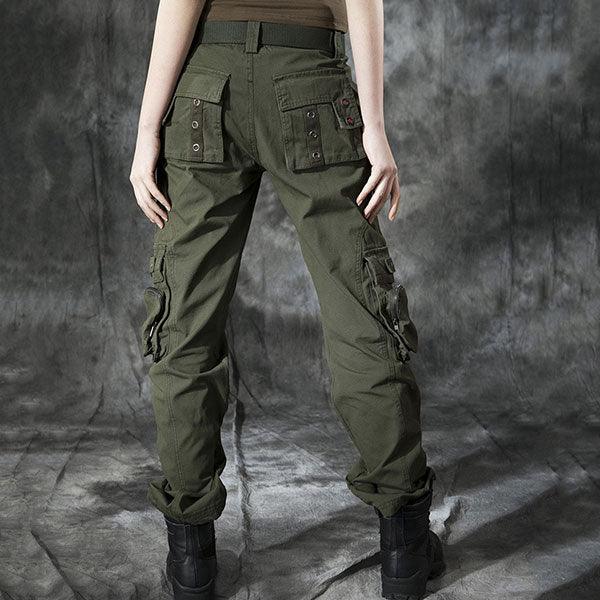 Women 100% Cotton Zipper Multi-Pocket Pant Large Size Available - Kingerousx