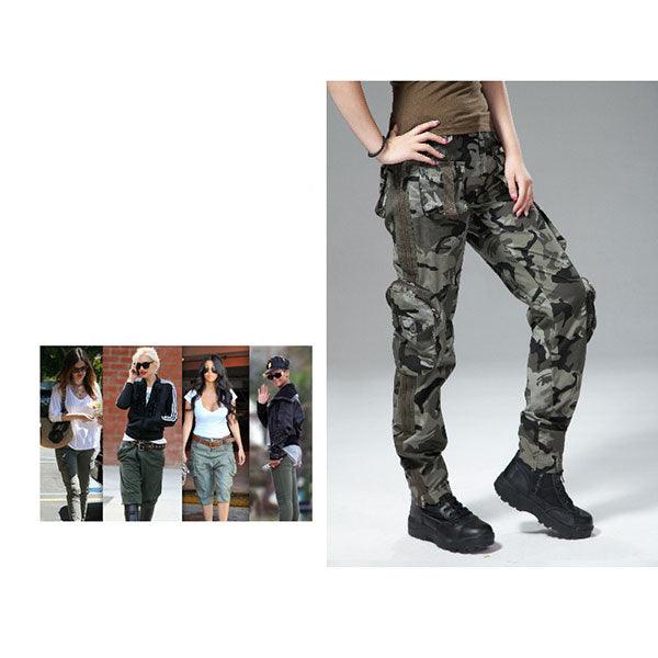 Women Military Style Multi-Pocket Pant Large Size Available - Kingerousx